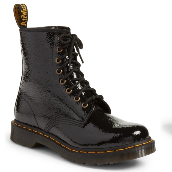 NIB $170 Dr. Martens 1460 Boot (Women) in DISTRESSED BLACK PATENT! - Picture 1 of 6